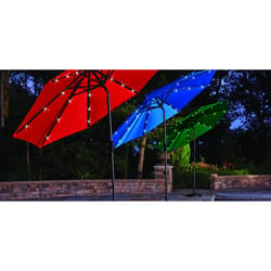 Living Accents Solar LED 9 ft. Tiltable Royal Blue Market Umbrella
