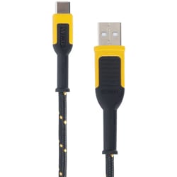 DeWalt USB-A to USB-C Cable 4 ft. Black/Yellow
