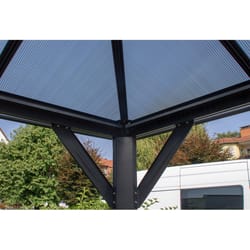 Hanover Polycarbonite Gazebo with Curtain and Netting 8.3 ft. H X 13 ft. W X 10 ft. L