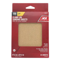 Ace 5-1/2 in. L X 4-1/2 in. W 150 Grit Aluminum Oxide 1/4 Sheet Sandpaper 25 pk