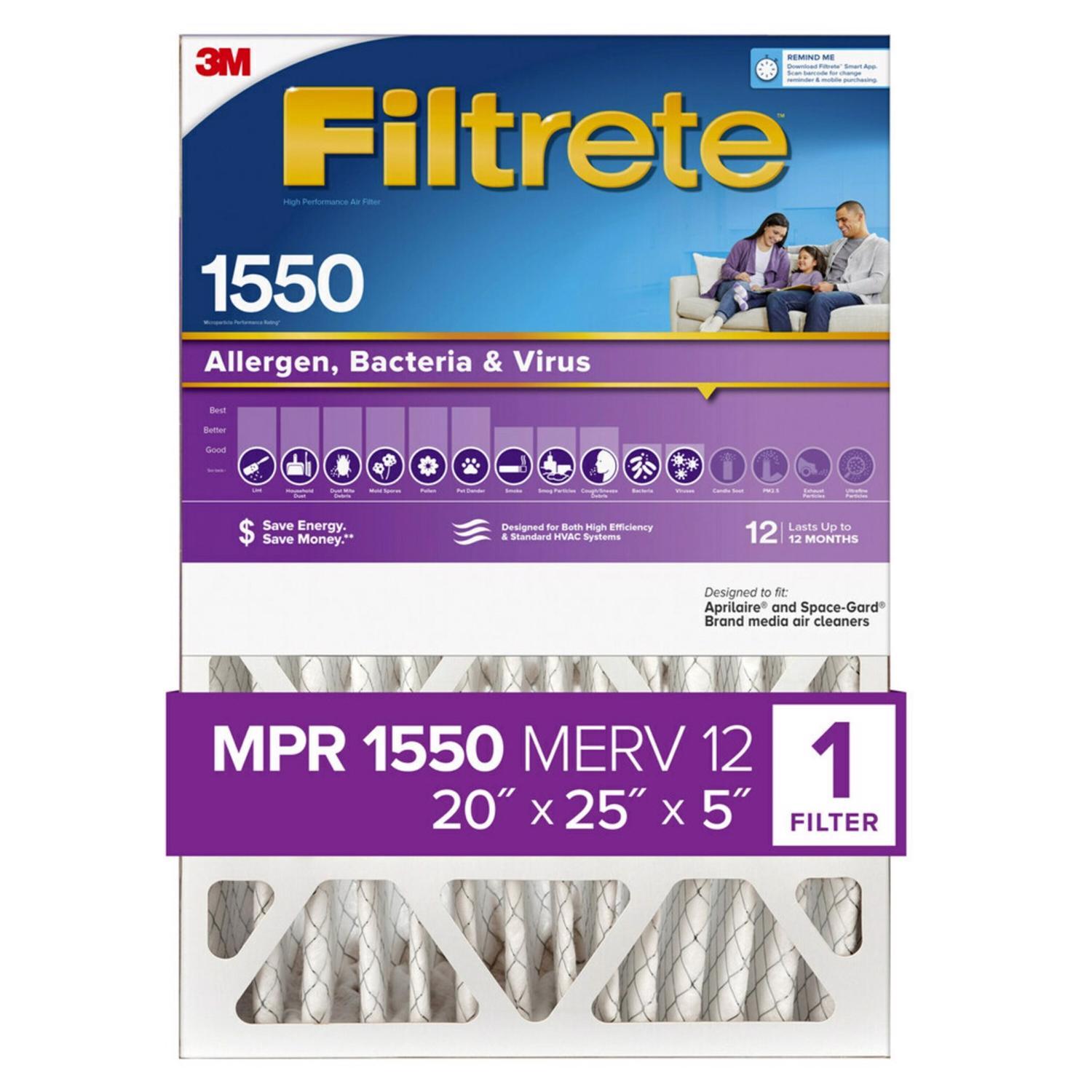 Photo 1 of **READ NOTES**Filtrete Ultra 20 in. W X 25 in. H X 5 in. D Polyester 12 MERV Pleated Allergen Air Filter 1 pk