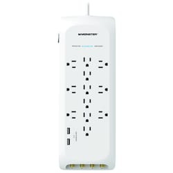 Monster Just Power It Up 6 ft. L 12 outlets Surge Protector White 3420 J