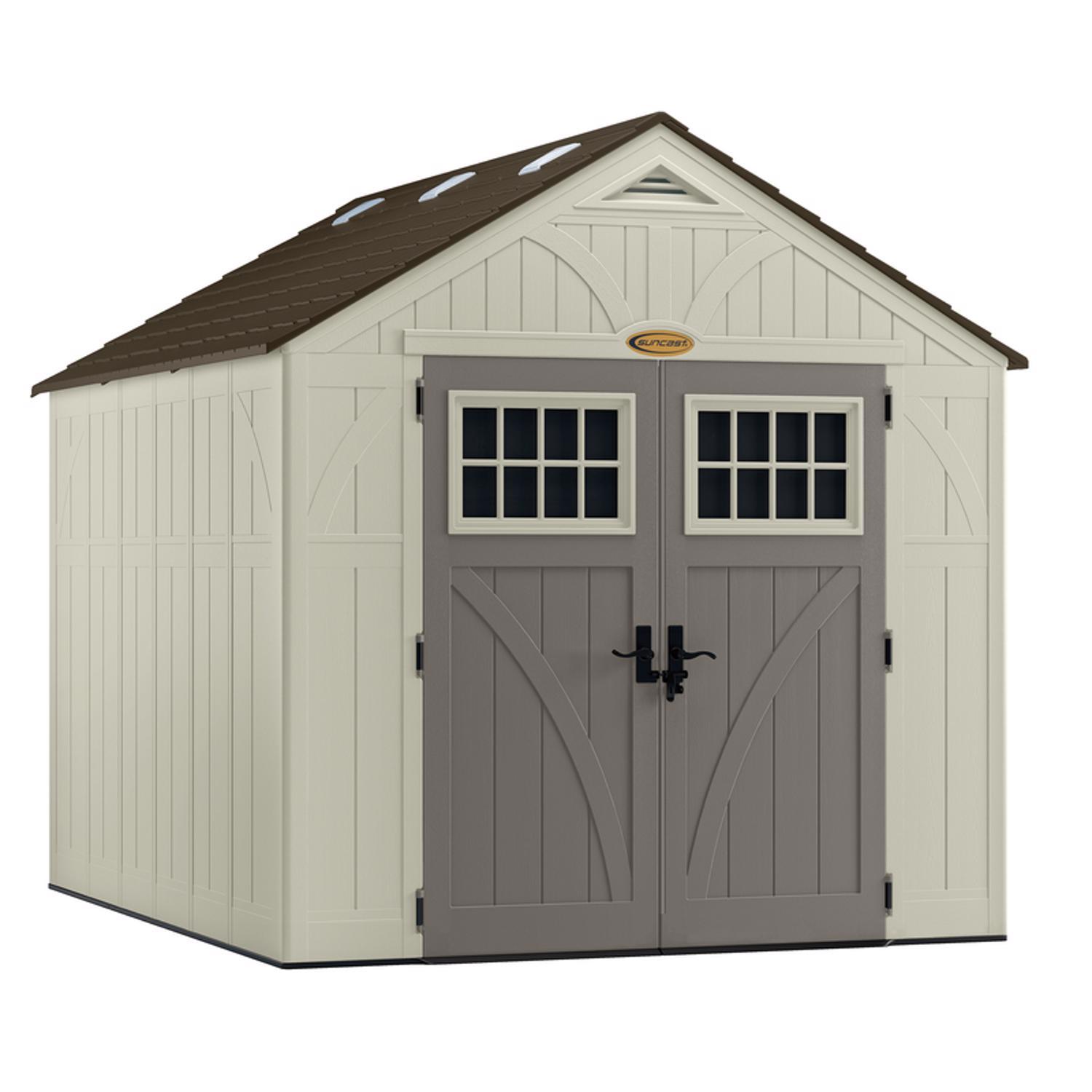 Photo 1 of Suncast Tremont 8 ft. x 10 ft. Resin Vertical Peak Storage Shed with Floor Kit