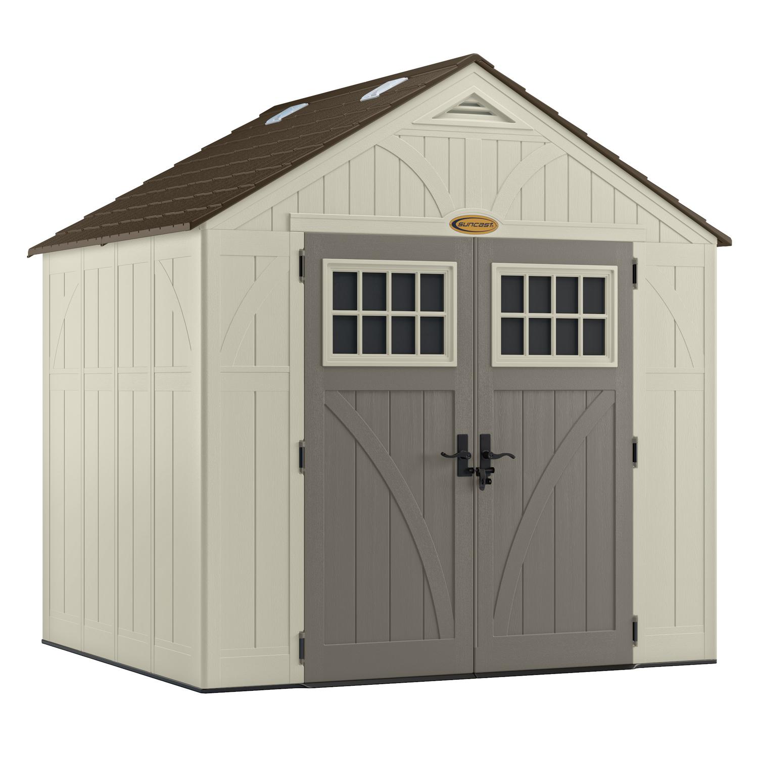 Photo 1 of *BOX 2 OF 2 ONLY** MISSING BOX 1 OF 2**  Suncast Tremont 8 ft. x 7 ft. Resin Vertical Peak Storage Shed with Floor Kit