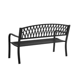 Living Accents Black Cast Iron Grass Back Park Bench 33.46 in. H X 50 in. L X 23.62 in. D