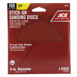 Ace 5 in. Aluminum Oxide Adhesive Sanding Disc 150 Grit Fine 4 pk