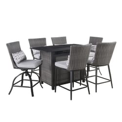 Living Accents Milano 7 pc Black High Dining Fire Pit Set Gray