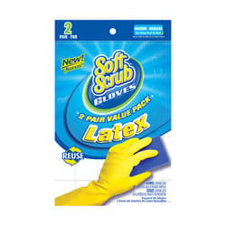 Soft Scrub Latex Cleaning Gloves M Yellow 2 pair
