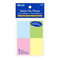 Bazic Products 2 in. W X 1.5 in. L Assorted Pastel Sticky Notes 4 pad