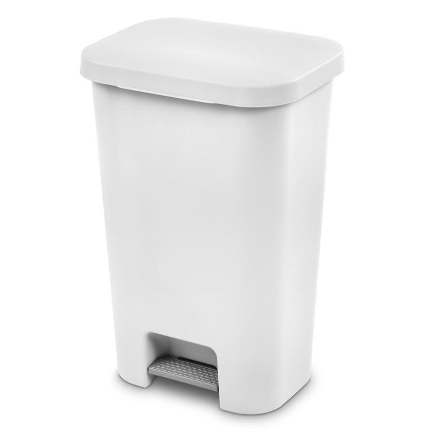 Photo 1 of **MISSING LID** Sterilite StepOn 11.9 gal White Polypropylene Contemporary Automatic Touchless Wastebasket