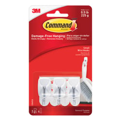 3M Command Small Plastic Wire Hooks 1.625 in. L 3 pk