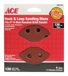 Ace 5 in. Aluminum Oxide Hook and Loop Sanding Disc 120 Grit Fine 5 pk