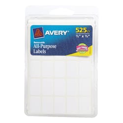Avery 1/2 in. H X 3/4 in. W Rectangular White Labels 525 pk