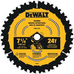 DeWalt 7-1/4 in. D X 5/8 in. S硬质合金圆锯片，24齿，2包