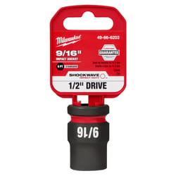 Milwaukee Shockwave 9/16 in. X 1/2 in. drive SAE 6 Point Standard Impact Socket 1 pc