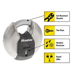 Master Lock M40XT Magnum Discus 2-3/4 in. H X 1-13/64 in. W X 2-3/4 in. L Steel Ball Bearing Locking