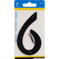HILLMAN 4 in. Black Aluminum Nail-On Number 6 1 pc