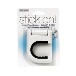 iDesign Stick On 3-1/2 in. H X 2-1/2 in. W White Broom/Mop Holder