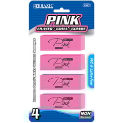 Bazic Products Pink Pencil Erase Wedge 4 pk