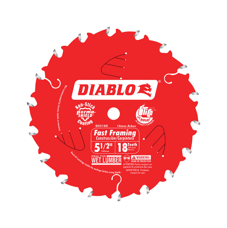 Photo 1 of Diablo 5-1/2 in. Dia. x 10 mm Fast Framing TiCo Hi-Density Carbide Trim Saw Blade 18 teeth 1 pc