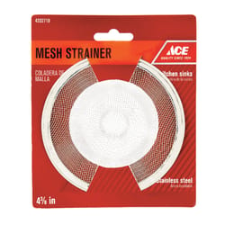 Ace 4-3/8 in. D Chrome Stainless Steel Mesh Strainer White