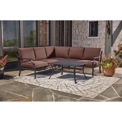 Living Accents Wilshire 4 pc Black Steel Deep Seating Sectional Brown