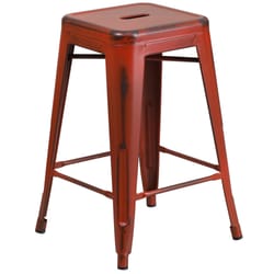 Flash Furniture 1 pk Red Metal Industrial Bar Stool