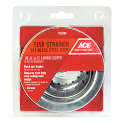 Ace 4-1/2 in. D Chrome Stainless Steel Sink Strainer Silver