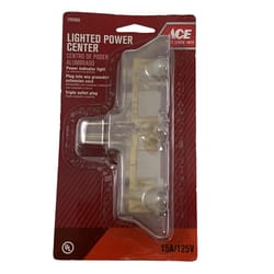 Ace Grounded 3 outlets Adapter w/Light 1 pk