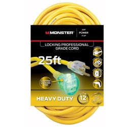 Monster Just Power It Up Outdoor 25 ft. L Yellow Extension Cord 12/3 SJTW