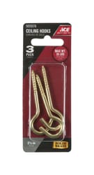 Ace Small Polished Brass Green Brass 2.5 in. L Ceiling Hook 35 lb 3 pk