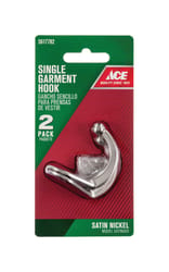 Ace 1-3/4 in. L Satin Nickel Silver Metal Small Garment Hook 2 pk