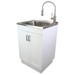 Transolid 23.6 in. W X 19.7 in. D Freestanding Stainless Steel Laundry Sink with Cabinet