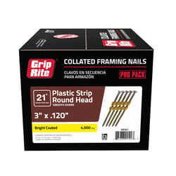 Grip-Rite 3 in. L X 11 Ga. Angled Strip Bright Framing Nails 21 deg 4000 pk