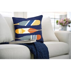 Liora Manne Frontporch Navy Paddles Polyester Throw Pillow 18 in. H X 6 in. W X 18 in. L
