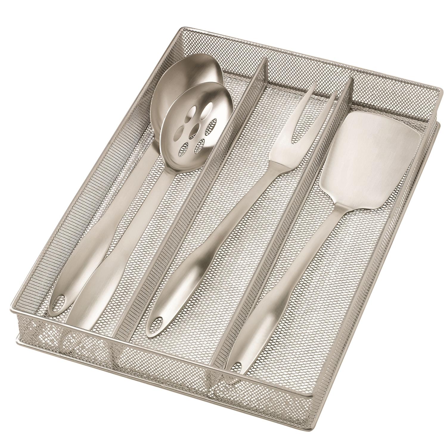 Photo 1 of Copco Silver Steel Utensil Organizer Copco 2555-7872 Large Mesh 3-Part In-Drawer Utensil Organizer, 16.1 x 11.5-Inch