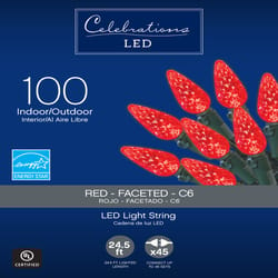 庆祝LED C6红色100 ct串圣诞灯24.75 ft.