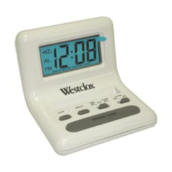 Westclox 0.8 in. White Travel Alarm Clock Digital