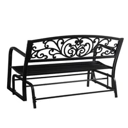 Living Accents 3 Person Black Steel Bench Glider