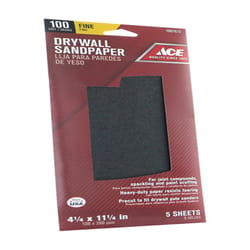 Ace 11-1/4 in. L X 4-1/4 in. W 100 Grit Silicon Carbide Drywall Sanding Sheet 5 pk
