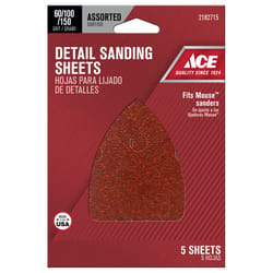 Ace Mouse 5 in. L X 3-1/2 in. W Assorted Grit Aluminum Oxide Mouse Sandpaper 5 pk