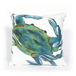 Liora Manne Visions III Sea Blue Crab Polyester Throw Pillow 20 in. H X 2 in. W X 20 in. L