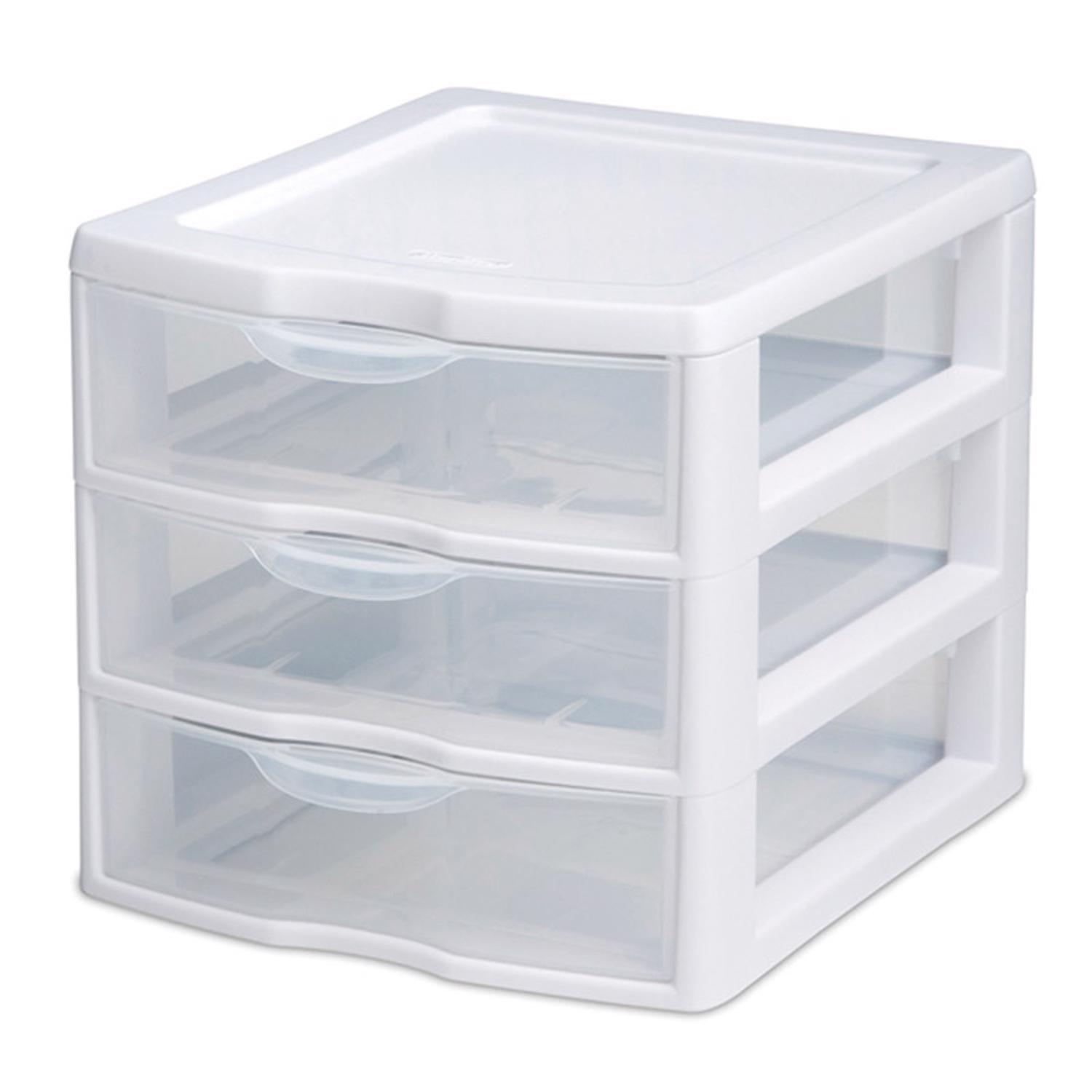 Photo 1 of ****USED*** Sterilite 1.6 cu ft Clear/White Drawer Organizer 6.875 in. H X 7.25 in. W X 8.5 in. D Stackable