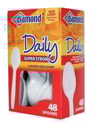 Diamond White Plastic Heavy Duty Spoons 48 pk