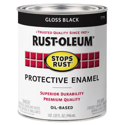 Rust-Oleum Stops Rust Indoor and Outdoor Gloss Black Oil-Based Enamel Protective Paint 1 qt