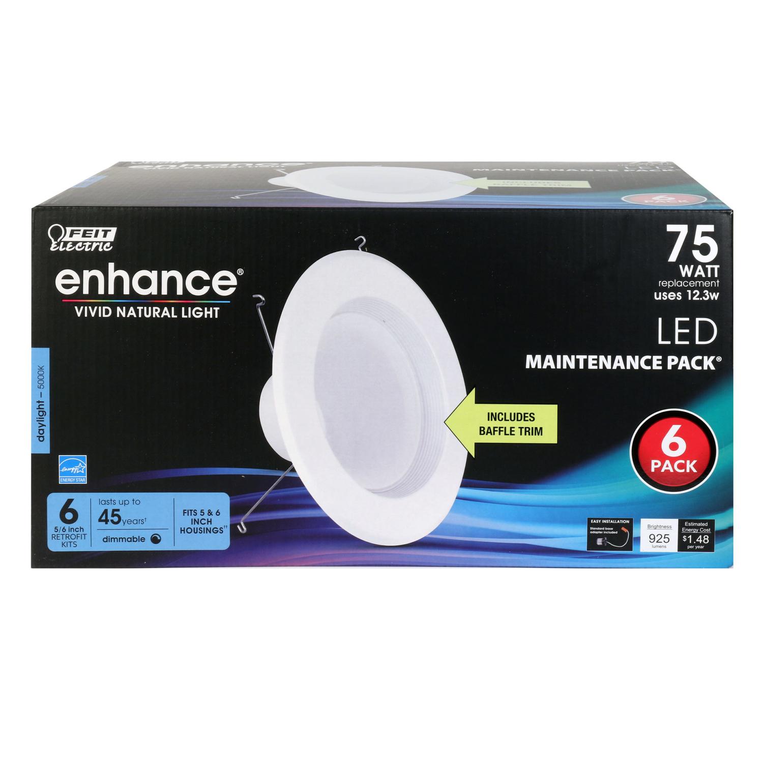 Photo 1 of FEIT Electric Enhance White 5-6 in. W LED Dimmable Recessed Downlight 12.3 watt