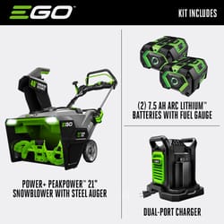 EGO Power+ Peak Power SNT2114 21 in. Single stage 56 V Battery Snow Blower Kit (Battery & Charger) W/ STEEL AUGER & TWO 7.5 AH BATTERIES
