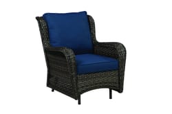 Living Accents Avondale Brown Wicker Frame Deep Seating Bench Glider Navy Blue