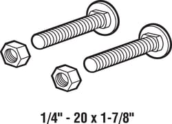 Prime-Line 1-7/8 in. L X 1/4 in. D Steel Carriage Bolts w/Nuts