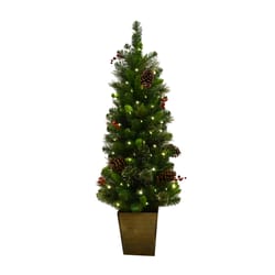 庆祝4英尺. 超薄领导 50灯混合雪松松树圣诞树